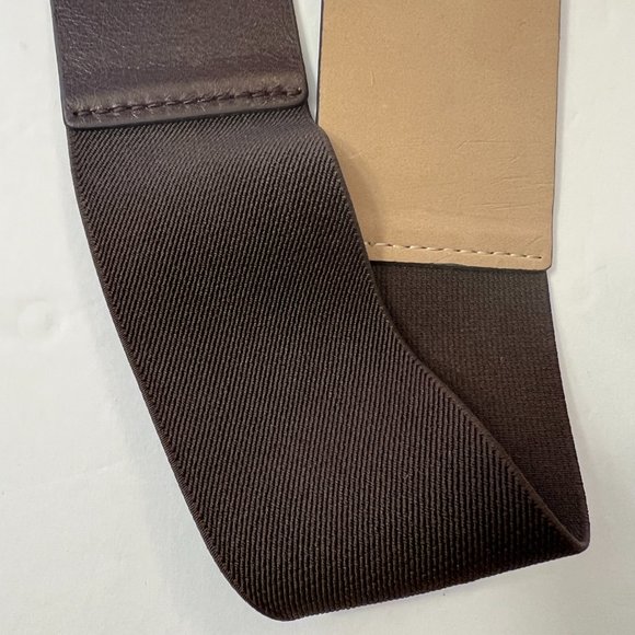 Vintage Ann Taylor leather belt and elastic belt with brass closure buckle - Picture 3 of 9